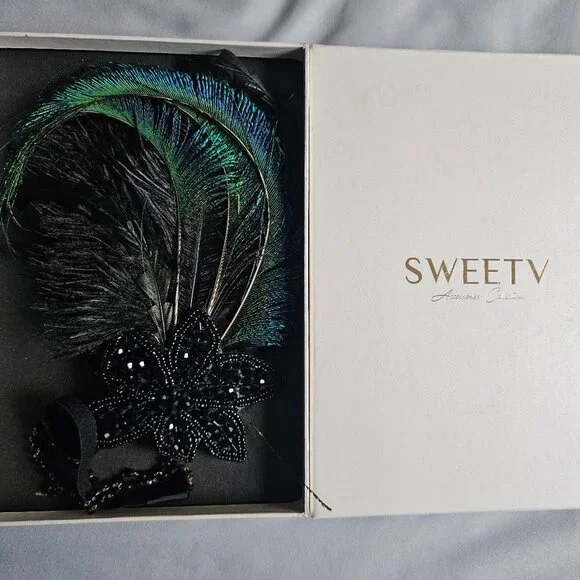 Roaring 20s Flapper Feather Head Piece - Picture 4 of 4